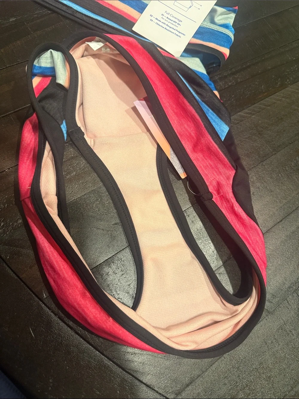 JoyLab Striped Crop Swim Top & Bikini Bottoms Blue, Red, Black NWT Size S